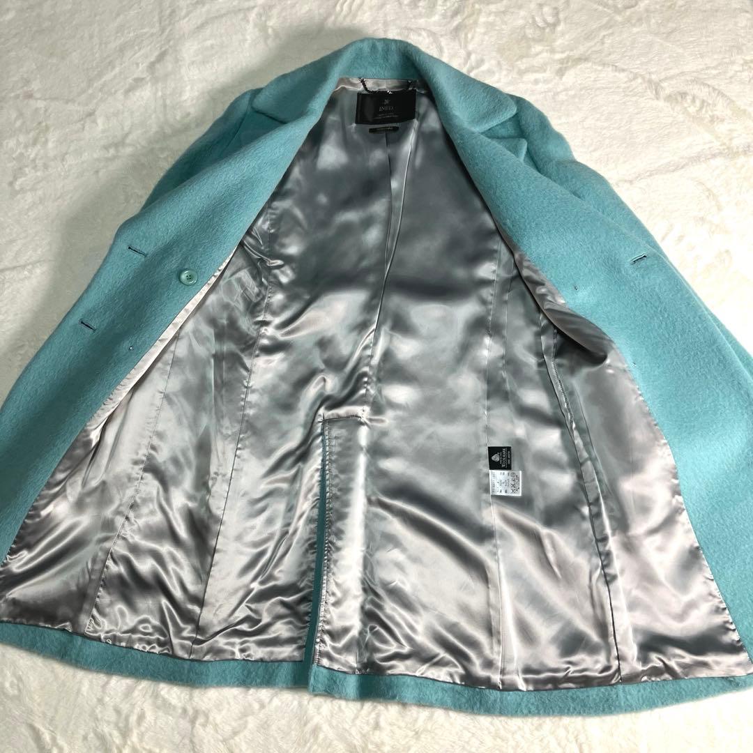 INED✨アルパカウールシャギーコート　ダブルブレスト　ミントグリーン　日本製M