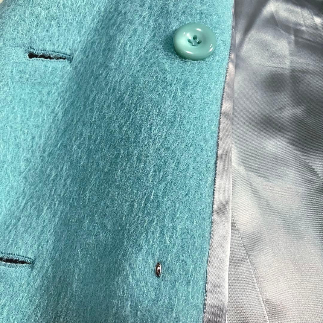INED✨アルパカウールシャギーコート　ダブルブレスト　ミントグリーン　日本製M