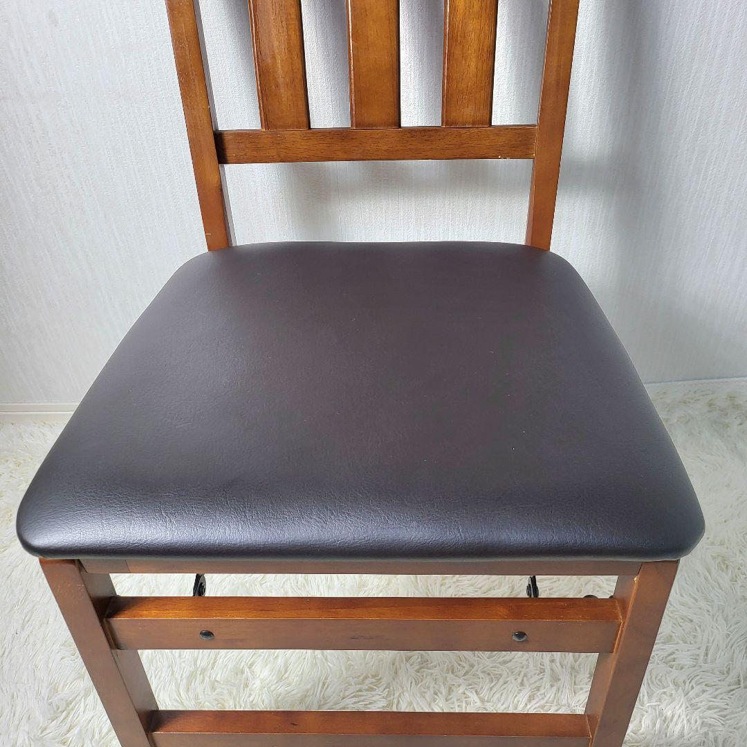 【美品】 木製ダイニングチェア 折りたたみ式 収納 3脚セット 天然木