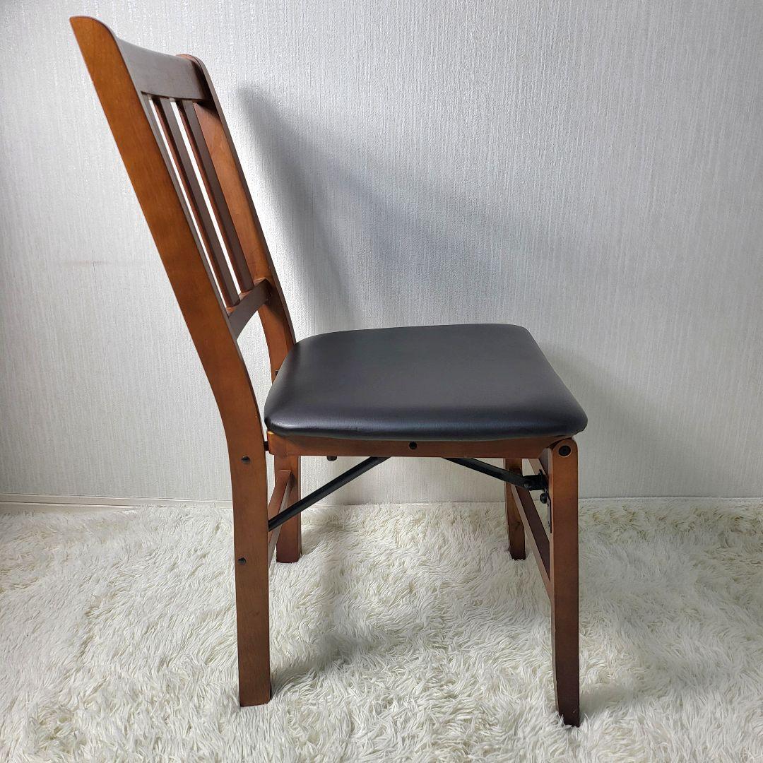 【美品】 木製ダイニングチェア 折りたたみ式 収納 3脚セット 天然木