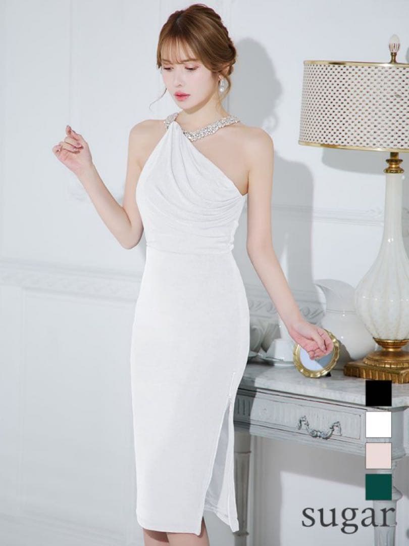 【最終値下げ】Veautt ネックビジュー ミディアムドレス キャバドレス XS