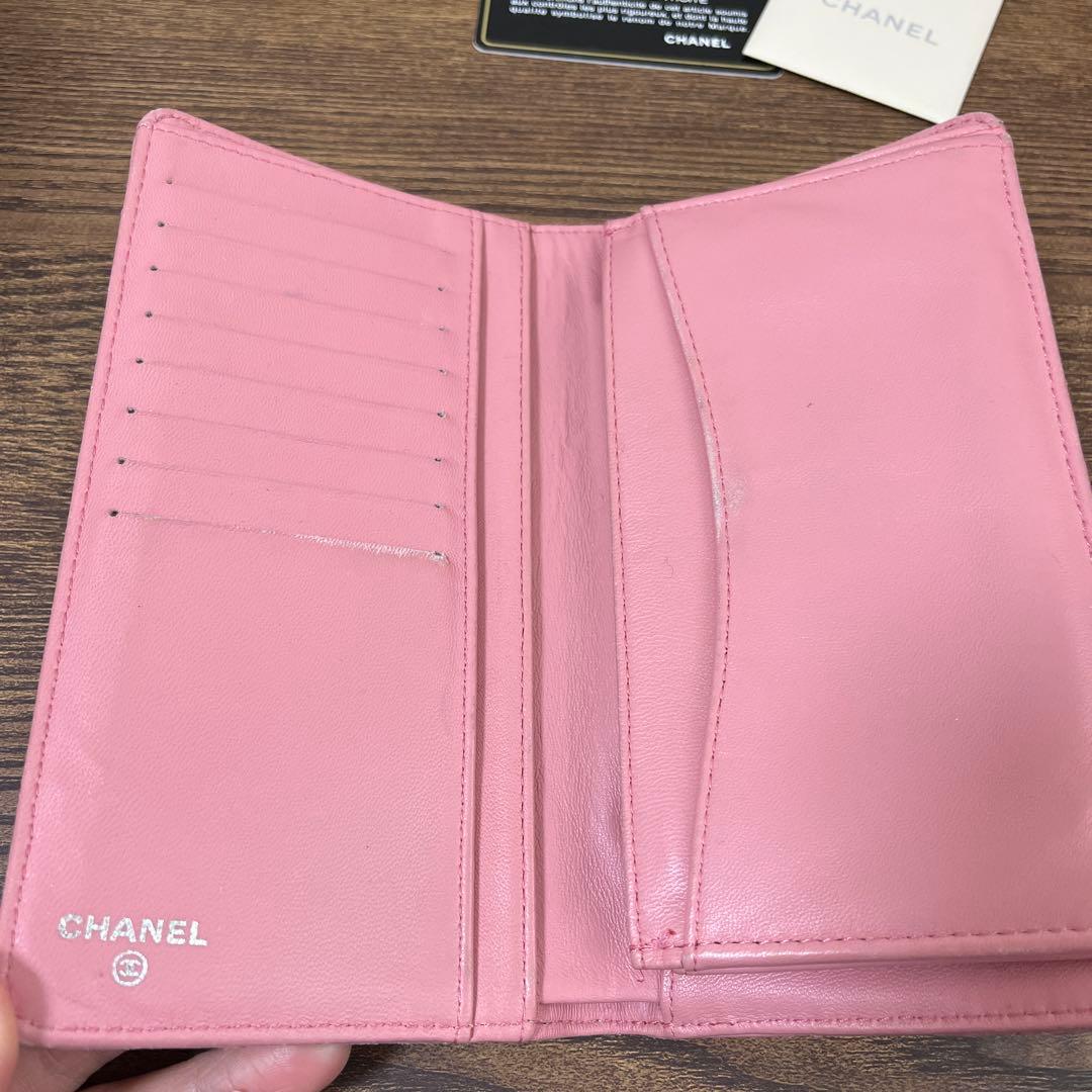 CHANEL キルティング 長財布 ピンク　ラムスキン