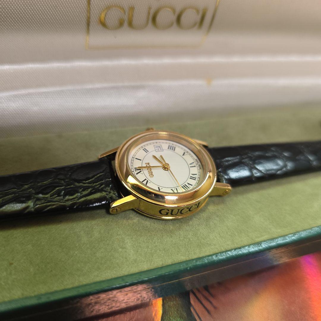 ⭐【超美品レアモデル】グッチ7200Lブラック文字腕時計(新品電池稼働品)