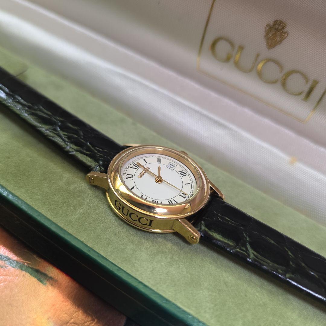 ⭐【超美品レアモデル】グッチ7200Lブラック文字腕時計(新品電池稼働品)