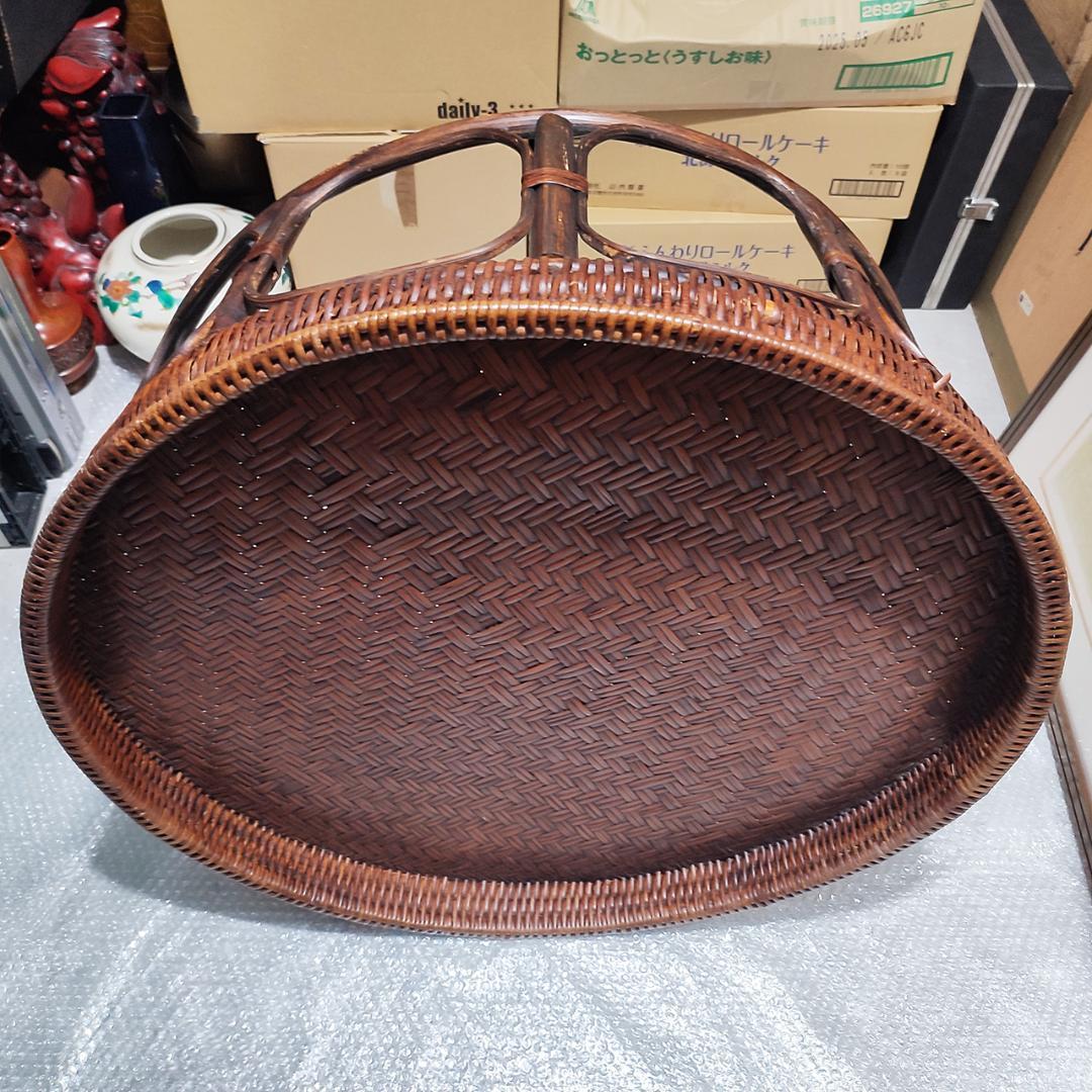特大 ラタン カントークテーブル　籐 ローテーブル 竹細工 古民具 アジアン雑貨