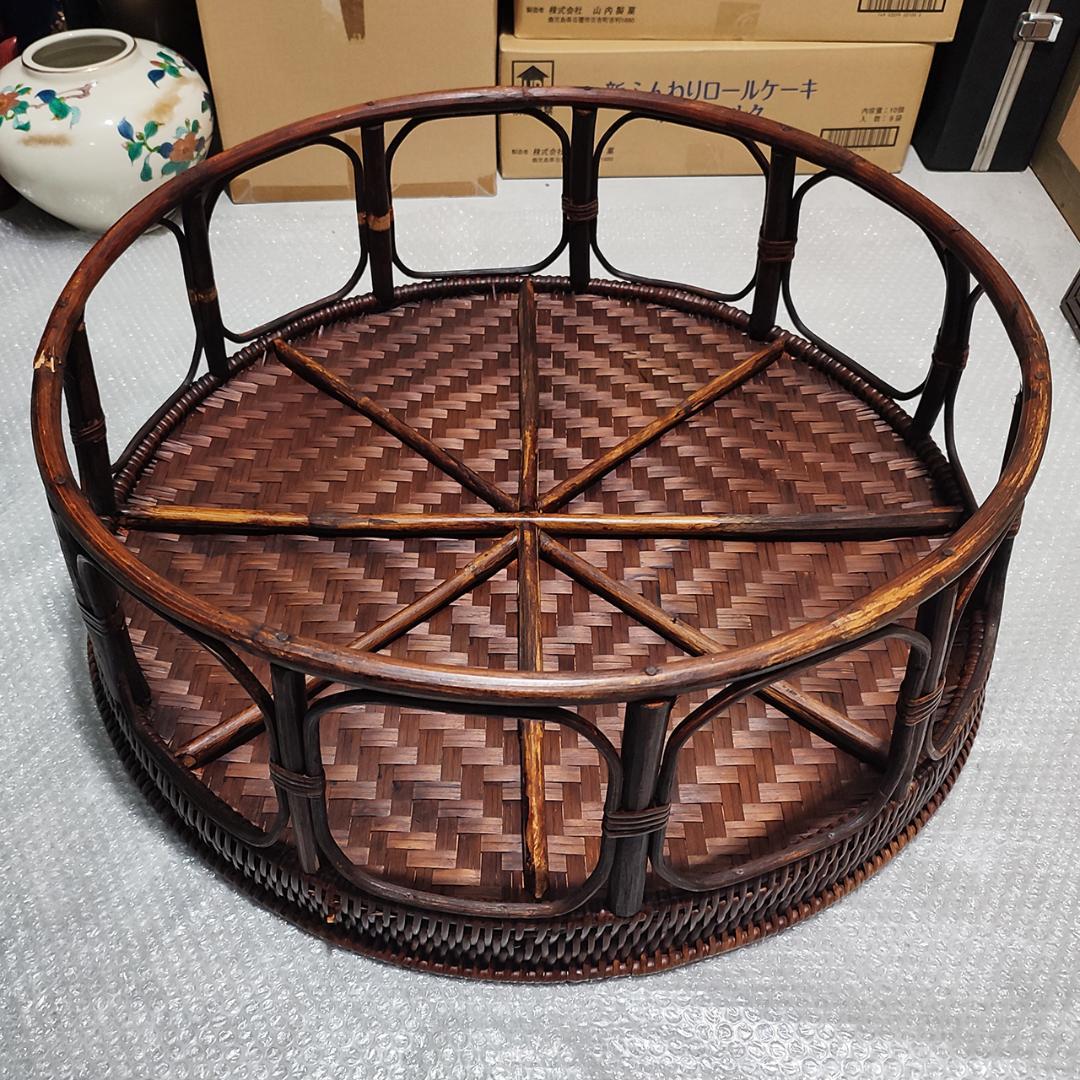 特大 ラタン カントークテーブル　籐 ローテーブル 竹細工 古民具 アジアン雑貨