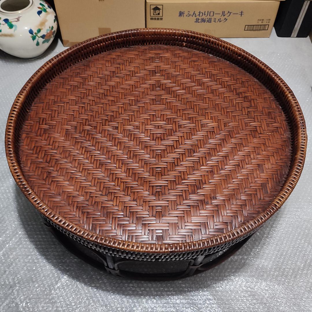 特大 ラタン カントークテーブル　籐 ローテーブル 竹細工 古民具 アジアン雑貨