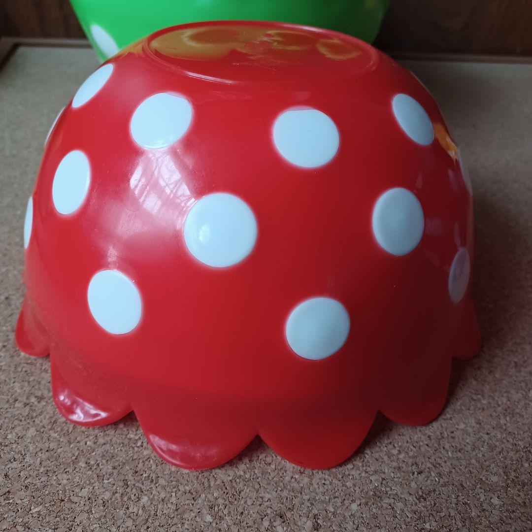 昭和レトロポップ　NKC　フラワー型プラスチックボウル水玉柄　6点　赤黄色黄緑