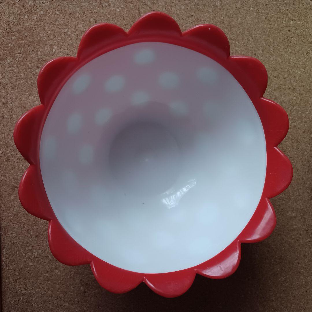 昭和レトロポップ　NKC　フラワー型プラスチックボウル水玉柄　6点　赤黄色黄緑