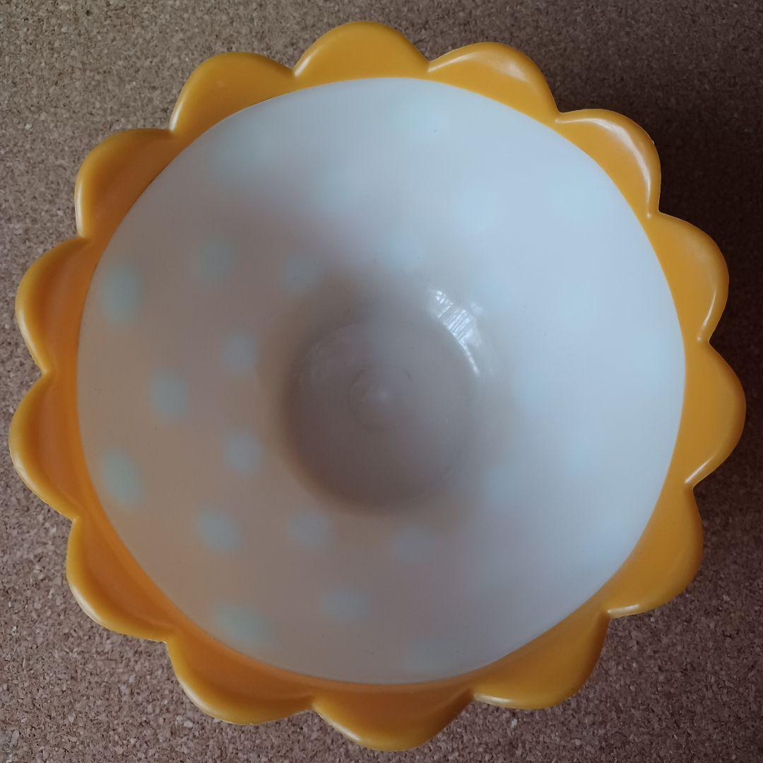 昭和レトロポップ　NKC　フラワー型プラスチックボウル水玉柄　6点　赤黄色黄緑