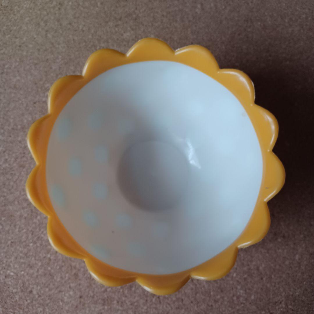昭和レトロポップ　NKC　フラワー型プラスチックボウル水玉柄　6点　赤黄色黄緑
