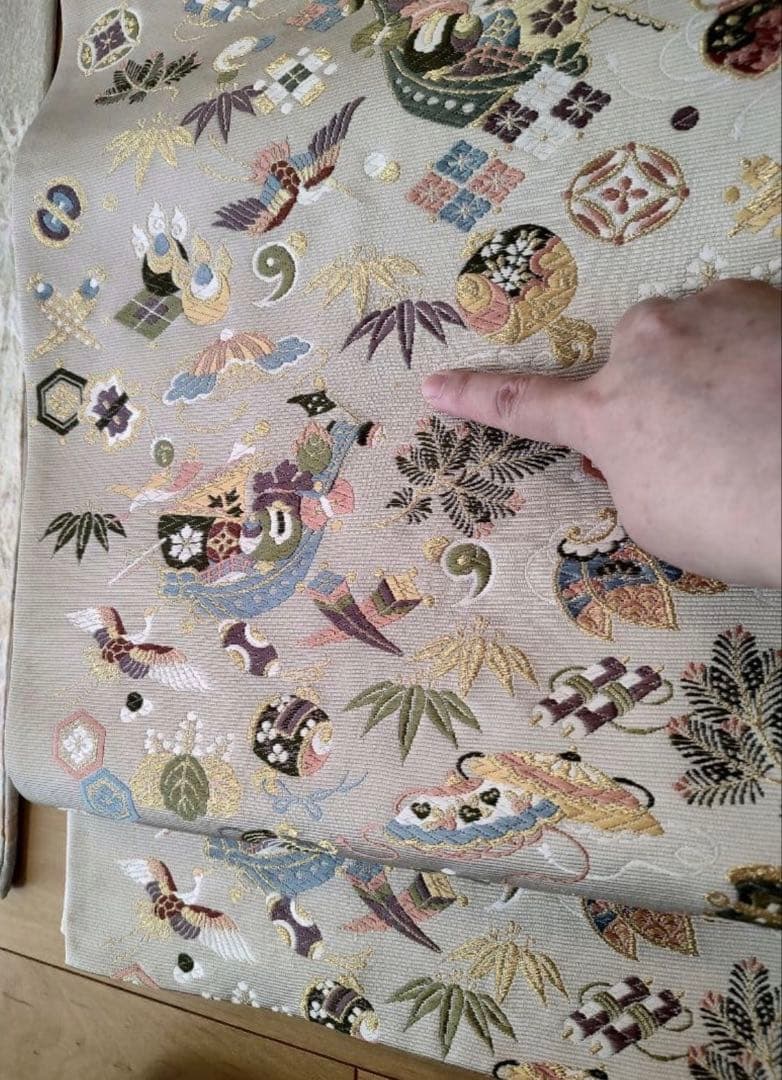 ★宝尽くし袋帯 高級 正絹 宝物柄の唐織 日本製袋帯　帯のみ★