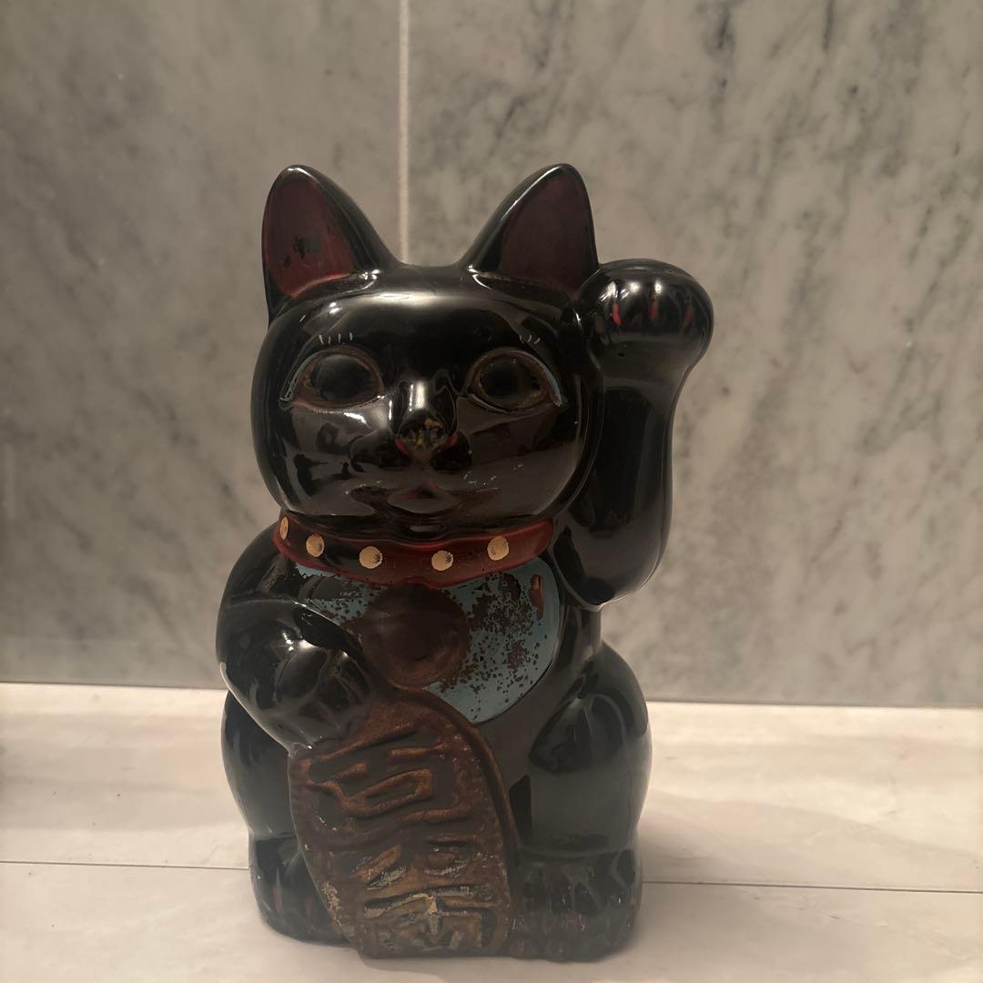 1920-30年代アンティーク妖艶な瞳とまつ毛が美しい陶器の招き猫