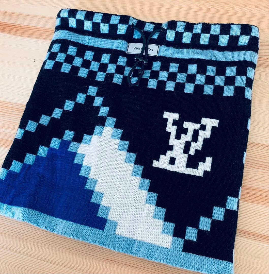 ヴィトン マフラー スヌード スノー ネックウォーマー ダミエ LV ニット
