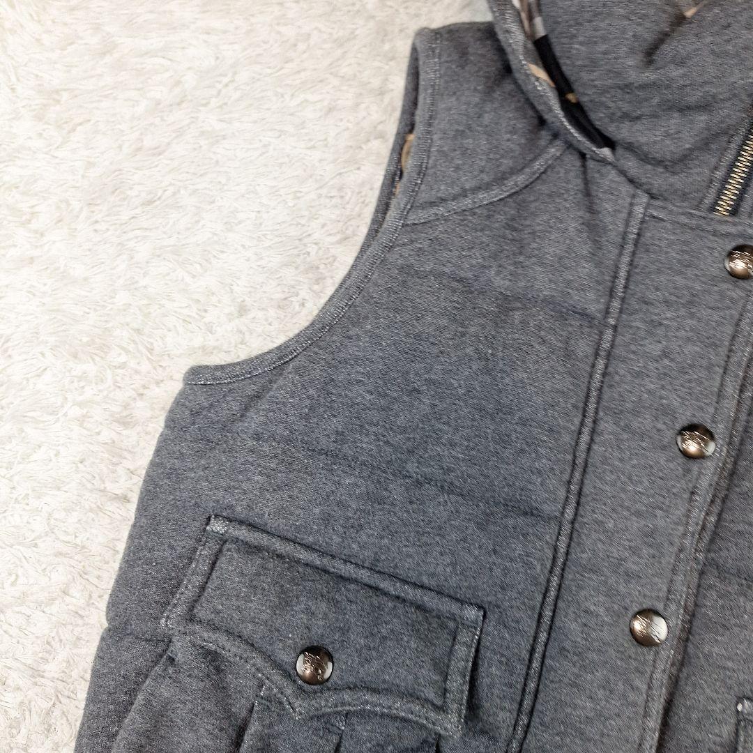 BURBERRY　ブルーレーベル　ダウンベスト　ノバチェック　フード　グレー　M