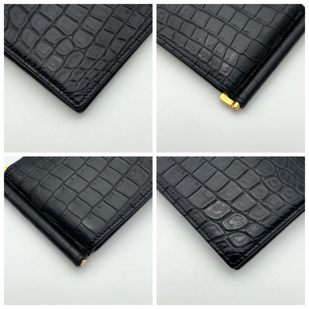 サンローランパリ マネークリップ クロコ型押し YSLロゴ レザー