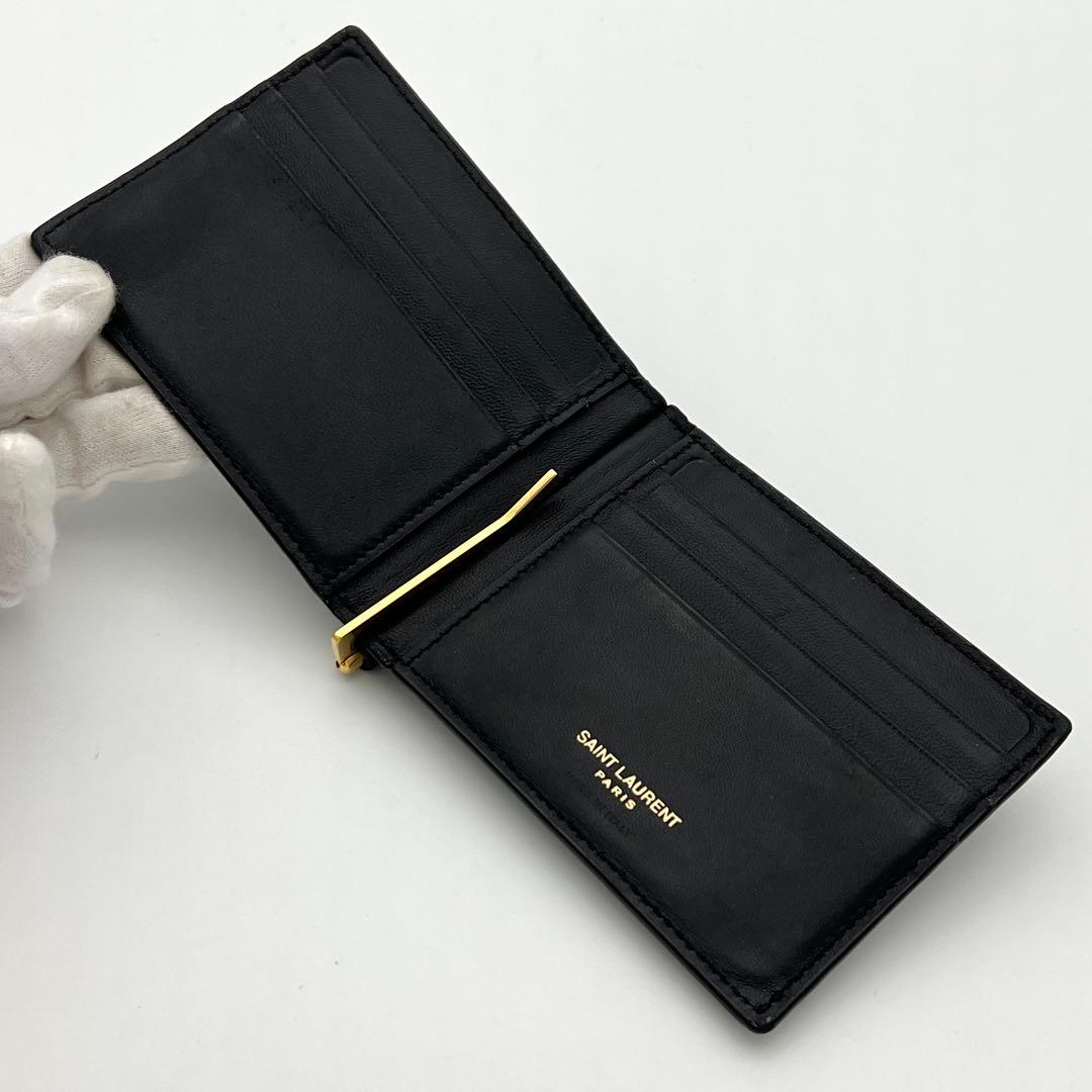 サンローランパリ マネークリップ クロコ型押し YSLロゴ レザー