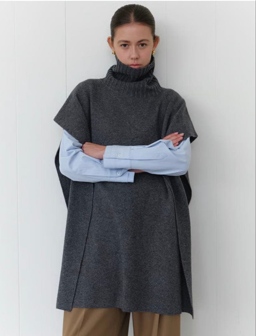 【タグあり】Na.e Wool Poncho グレー