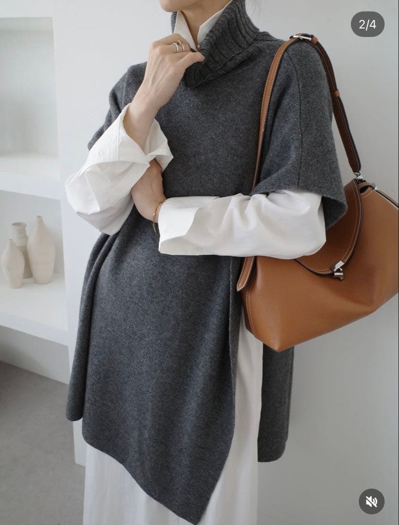 【タグあり】Na.e Wool Poncho グレー