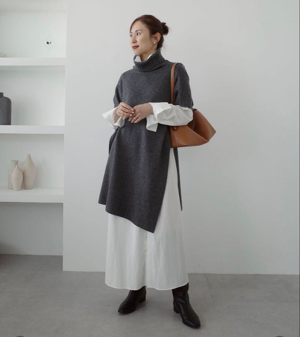 【タグあり】Na.e Wool Poncho グレー