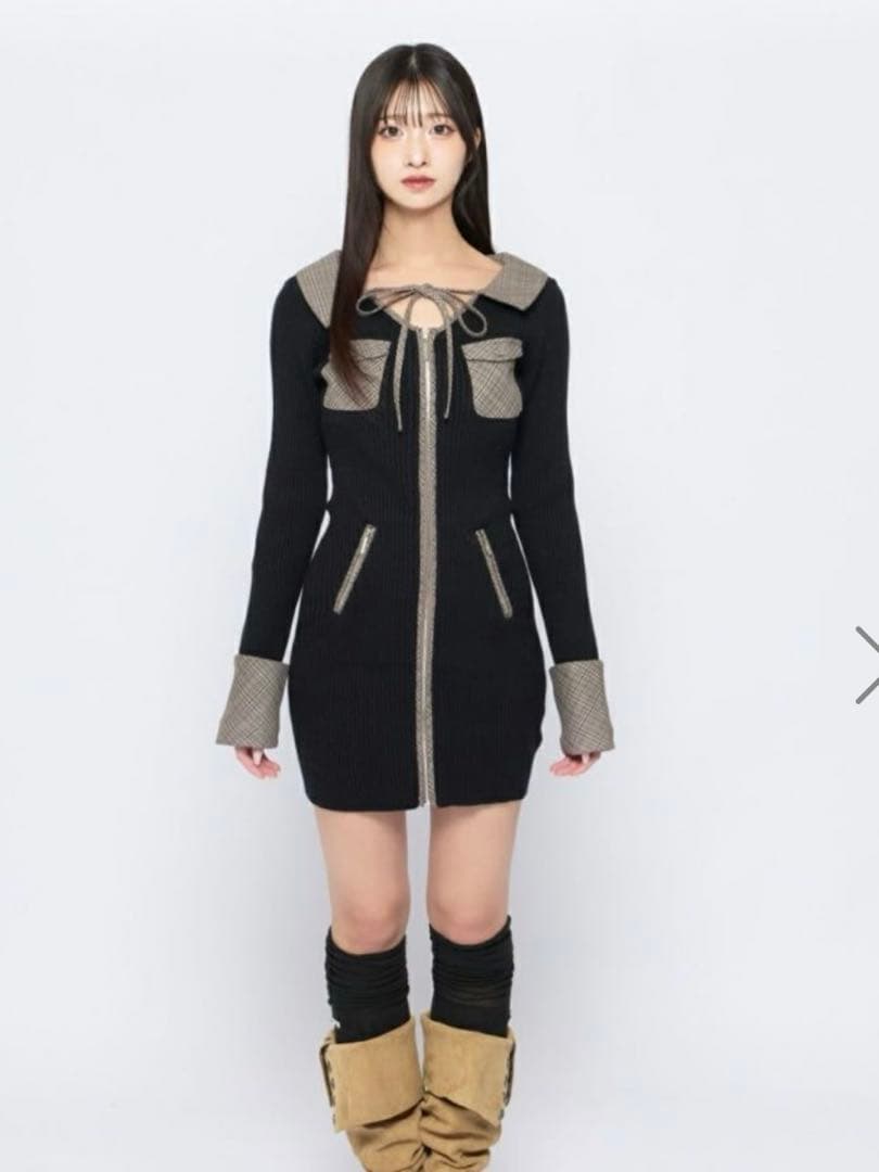 BUBBLES フロントジップニットワンピース