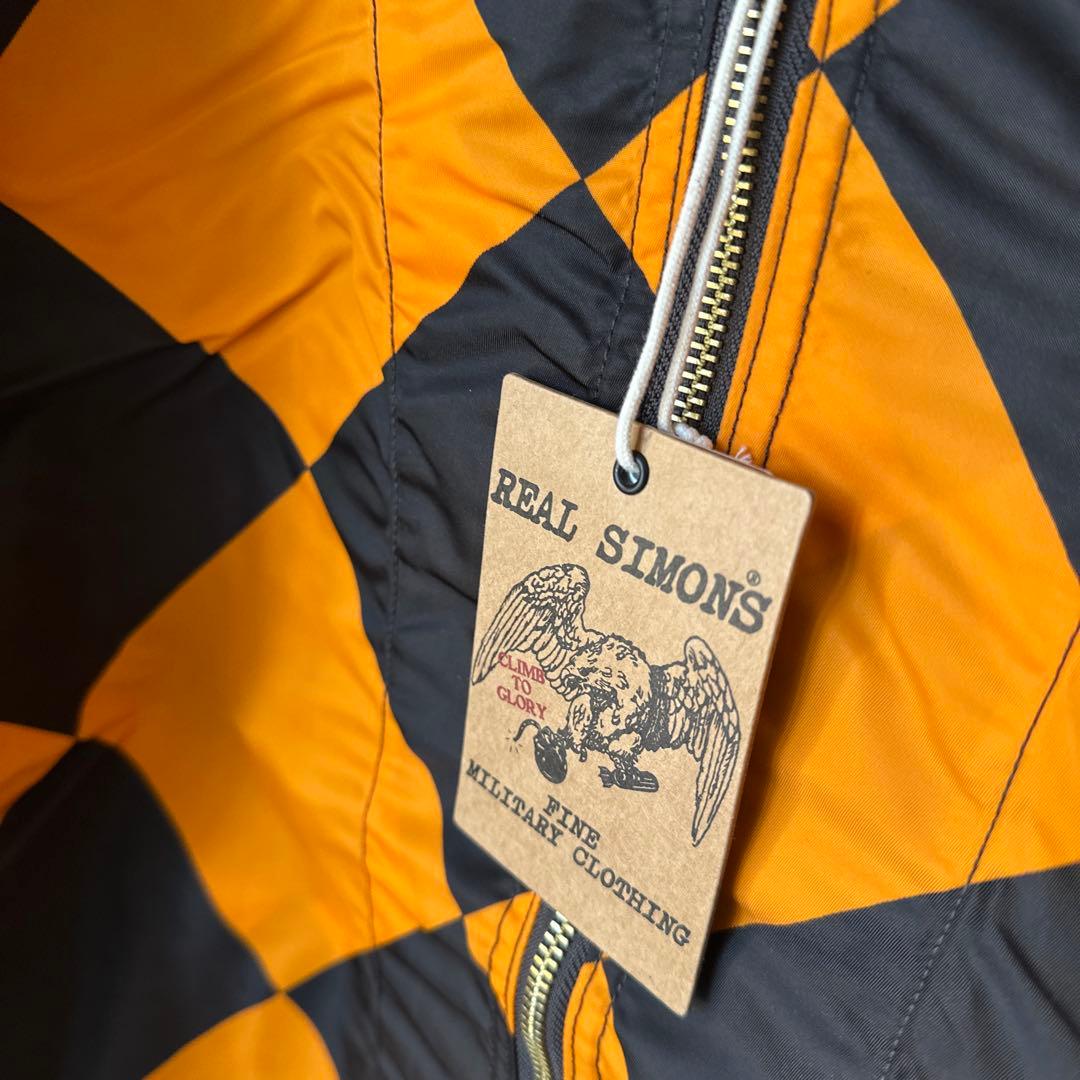 XLサイズ　REAL SIMONS G1ジャケット オレンジ黒チェック振り旗