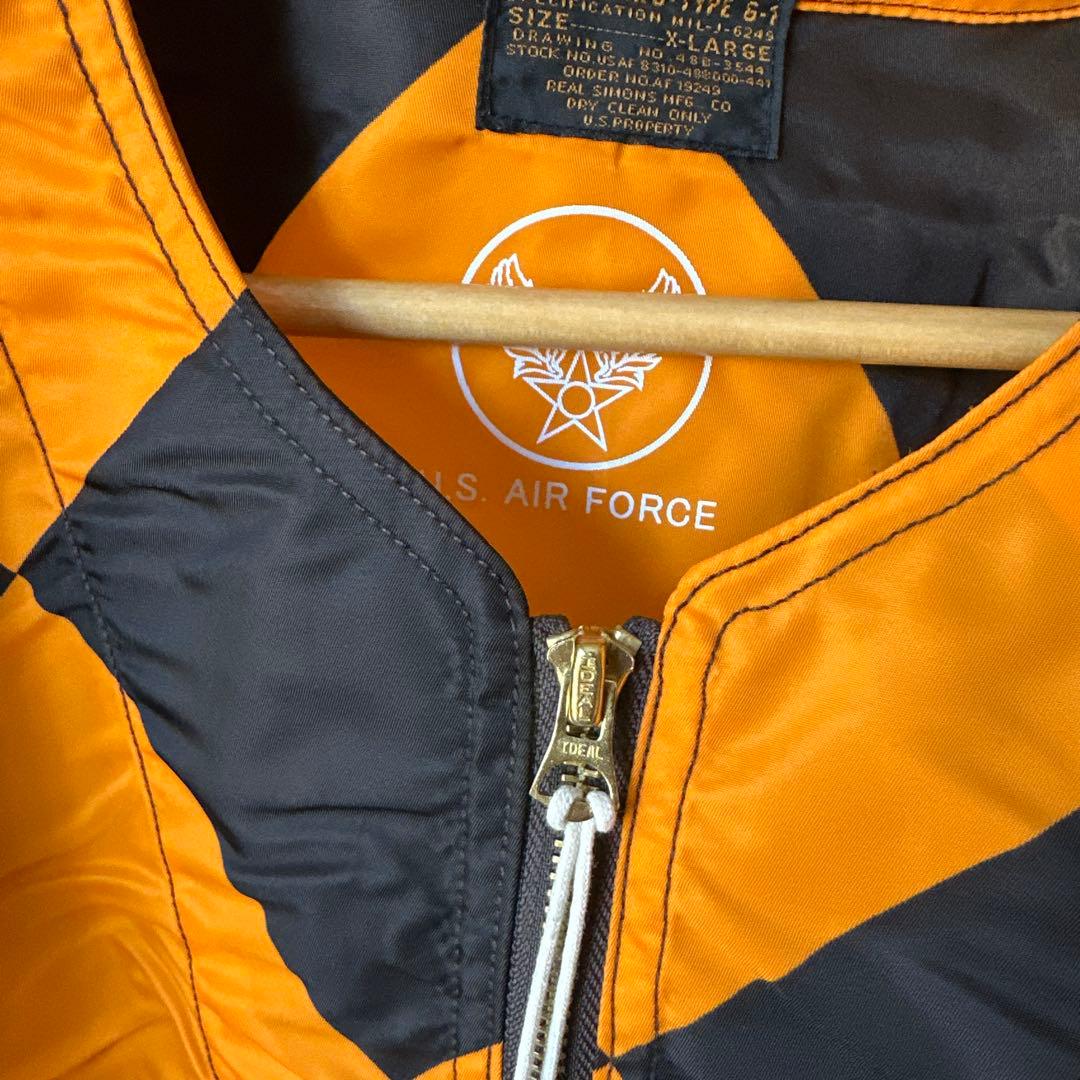 XLサイズ　REAL SIMONS G1ジャケット オレンジ黒チェック振り旗