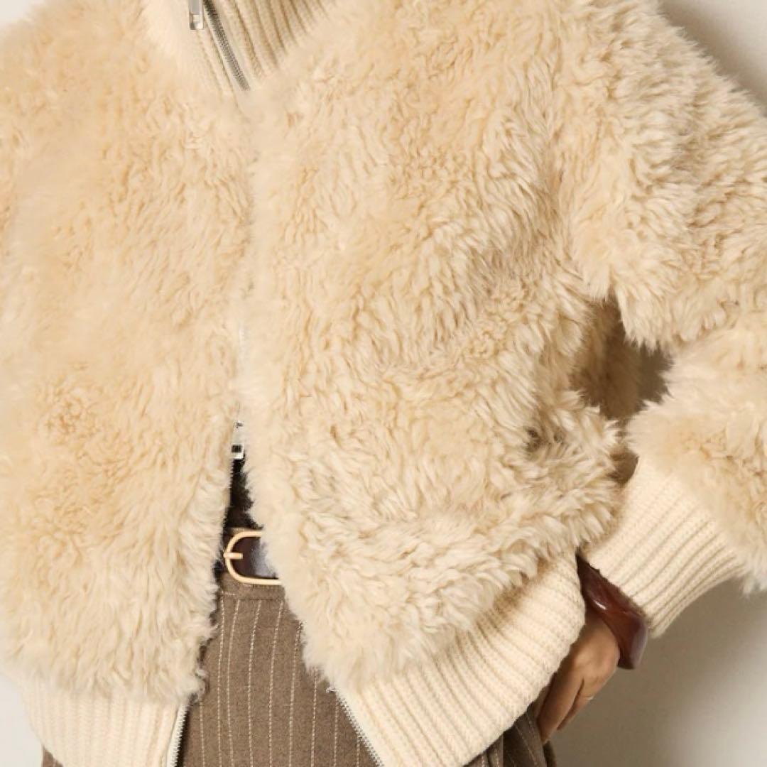 新品未使用【ESICA エシカ 】ハイネックボアブルゾンF ホワイト アウター