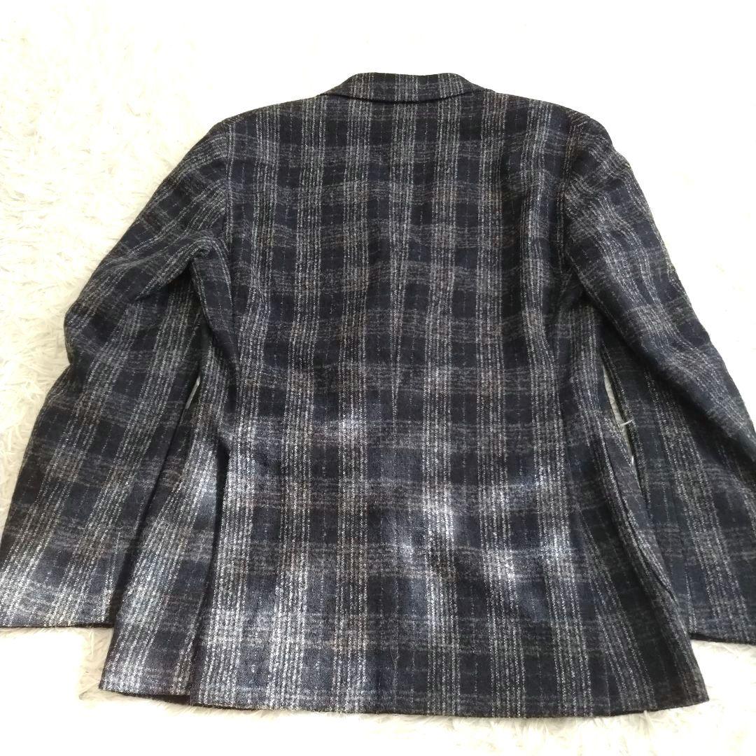 美品　ルビアム テーラードジャケット チェック アンコン仕立て ネイビー　М