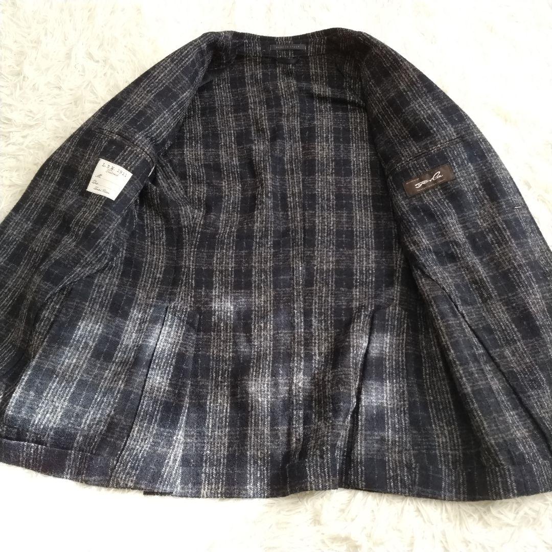 美品　ルビアム テーラードジャケット チェック アンコン仕立て ネイビー　М