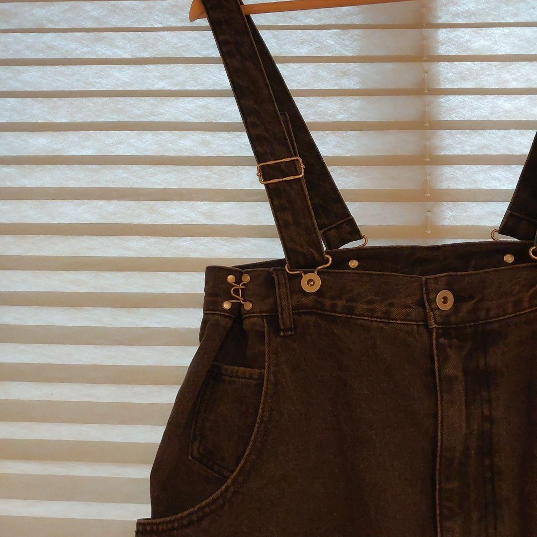 【DOUDOU】ブラックデニム サロペット オーバオール Fサイズ