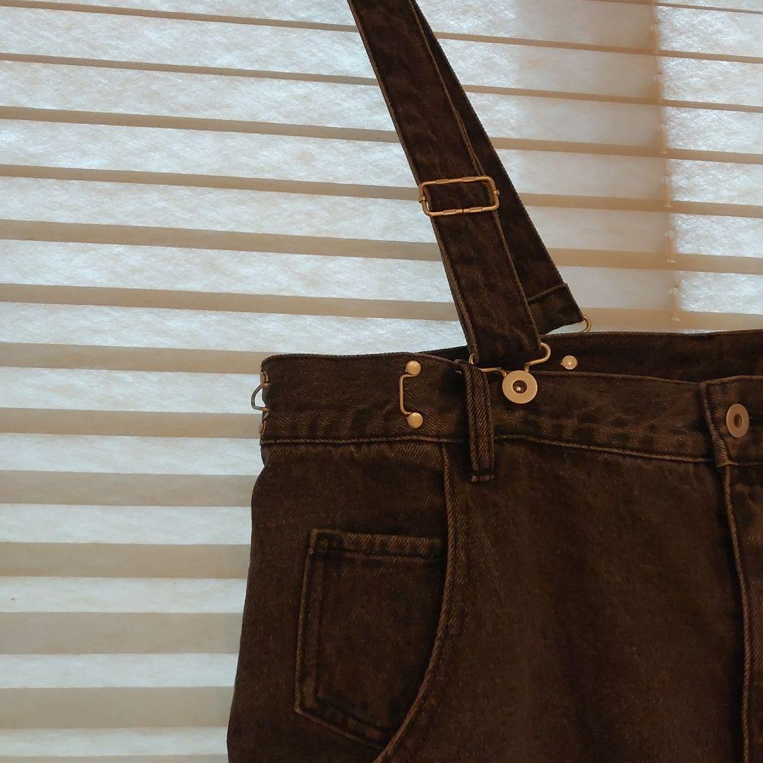 【DOUDOU】ブラックデニム サロペット オーバオール Fサイズ