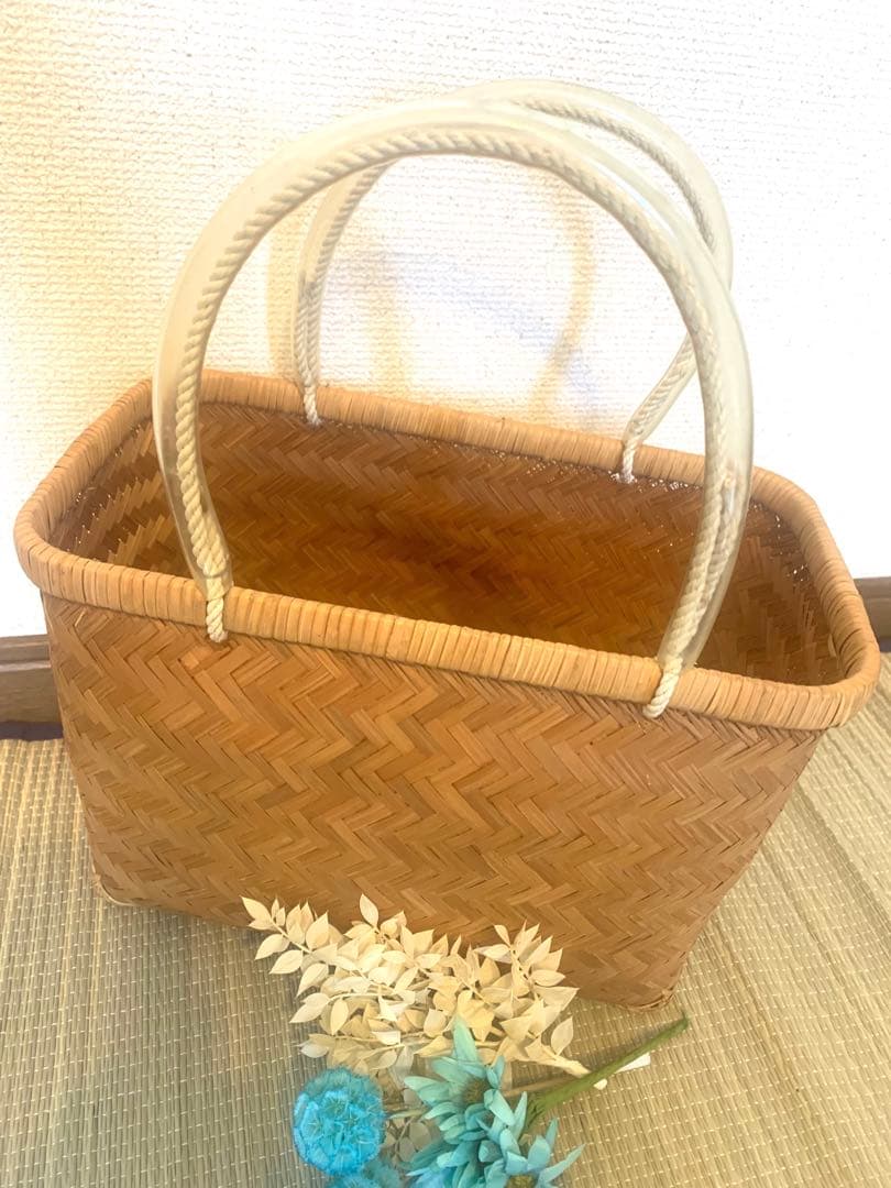 鳥越竹細工　市場かご●特選●貴重●取手部ビニール 岩手県産