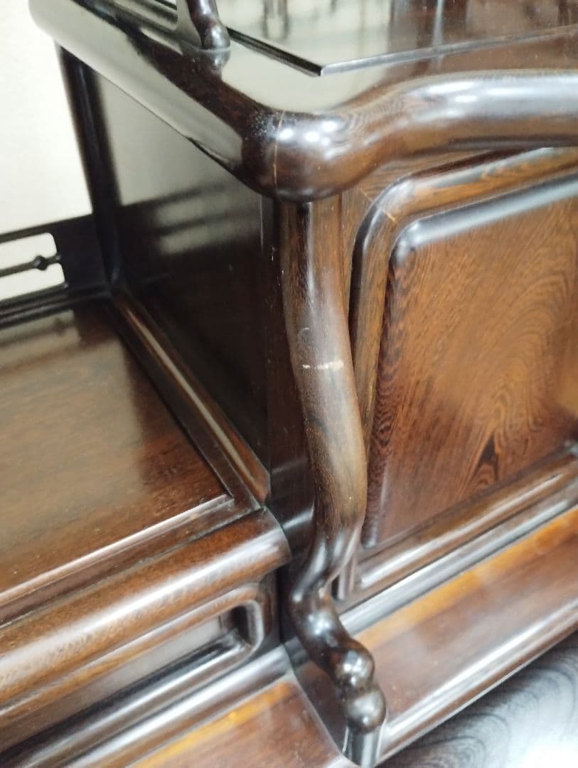 y　茶箪笥　アンティーク　飾り棚　黒檀