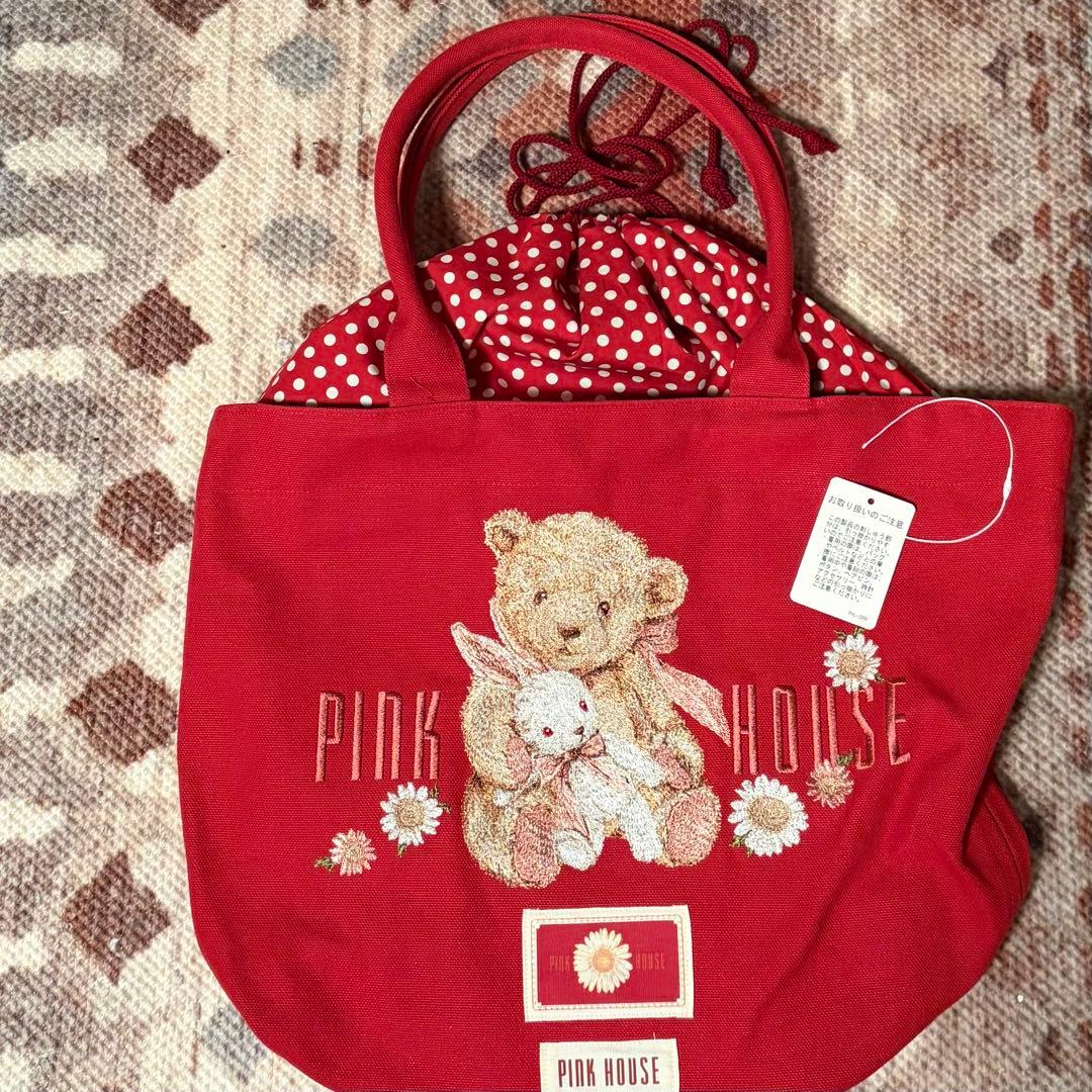 PINK HOUSE くまうさちゃん刺繍トートバッグ
