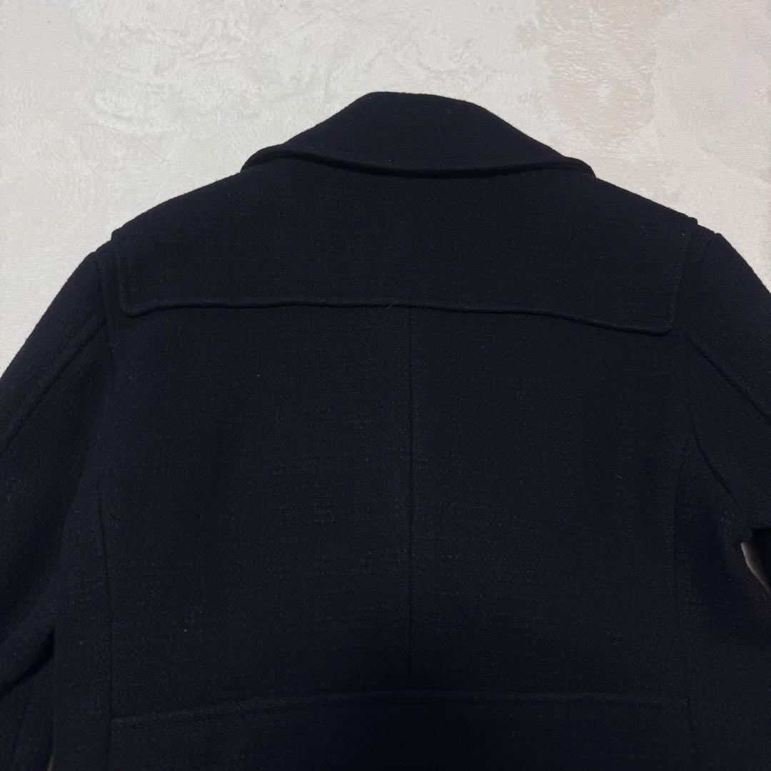 美品　バーバリーブラックレーベル　ピーコート ネイビー ラムウール