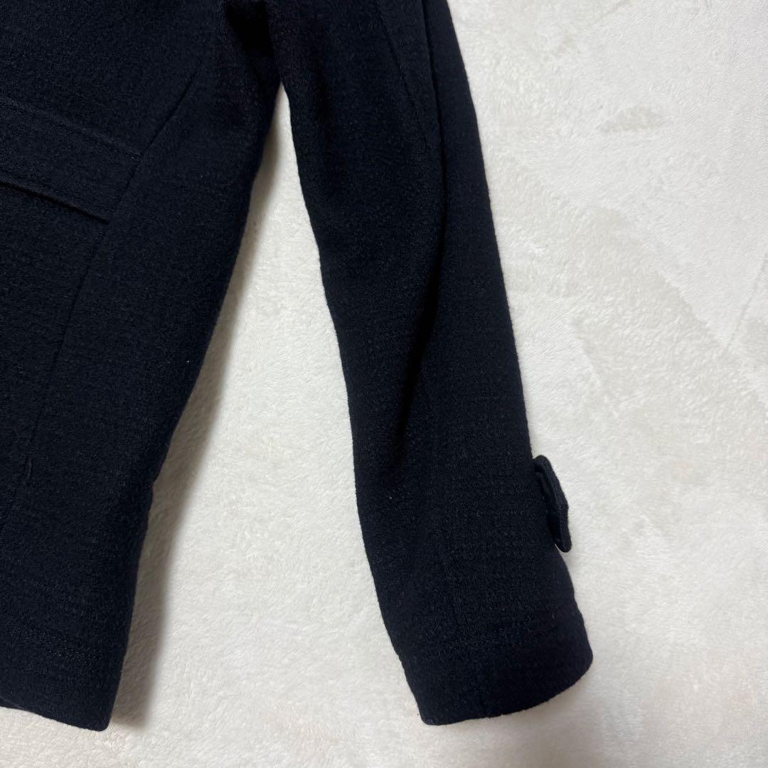 美品　バーバリーブラックレーベル　ピーコート ネイビー ラムウール