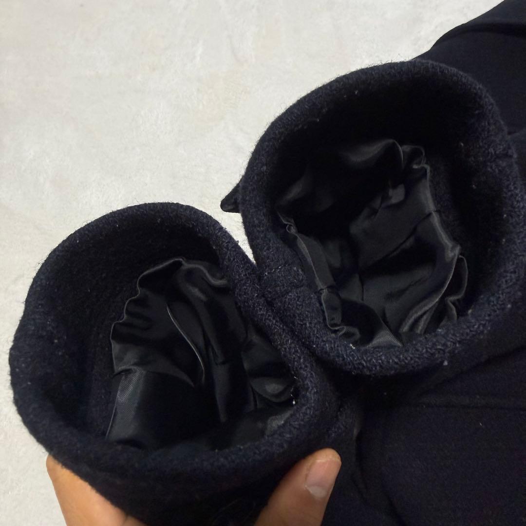 美品　バーバリーブラックレーベル　ピーコート ネイビー ラムウール