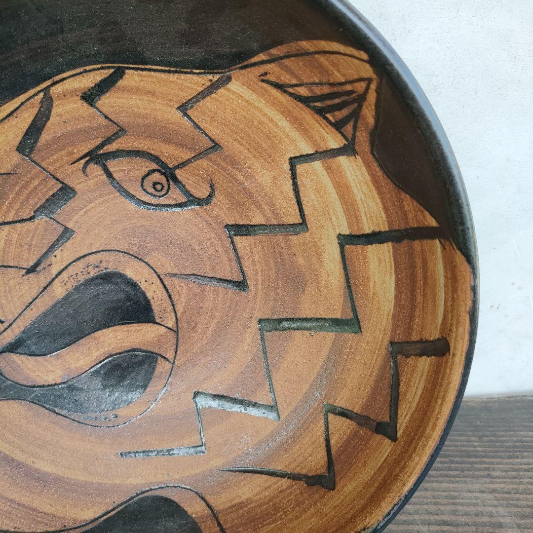 【希少】工房十鶴 24cm 8寸鉢 高さ8cm 重さ1kg 柄溝耕介やちむん沖縄