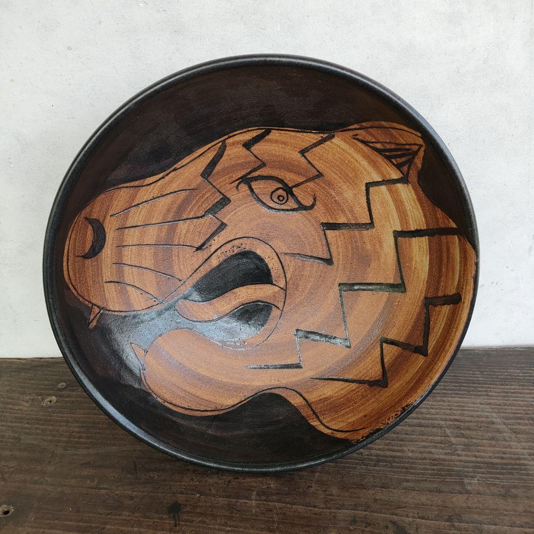 【希少】工房十鶴 24cm 8寸鉢 高さ8cm 重さ1kg 柄溝耕介やちむん沖縄