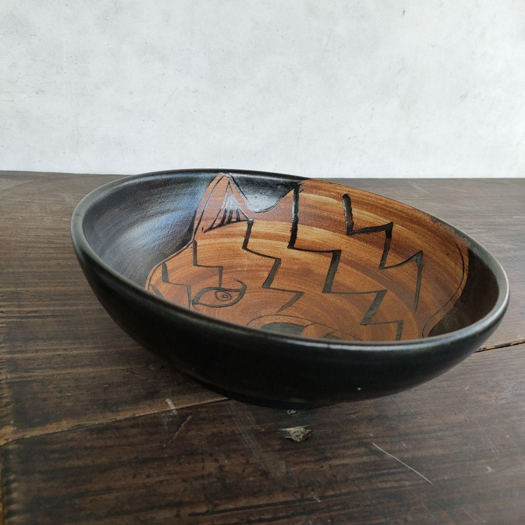 【希少】工房十鶴 24cm 8寸鉢 高さ8cm 重さ1kg 柄溝耕介やちむん沖縄