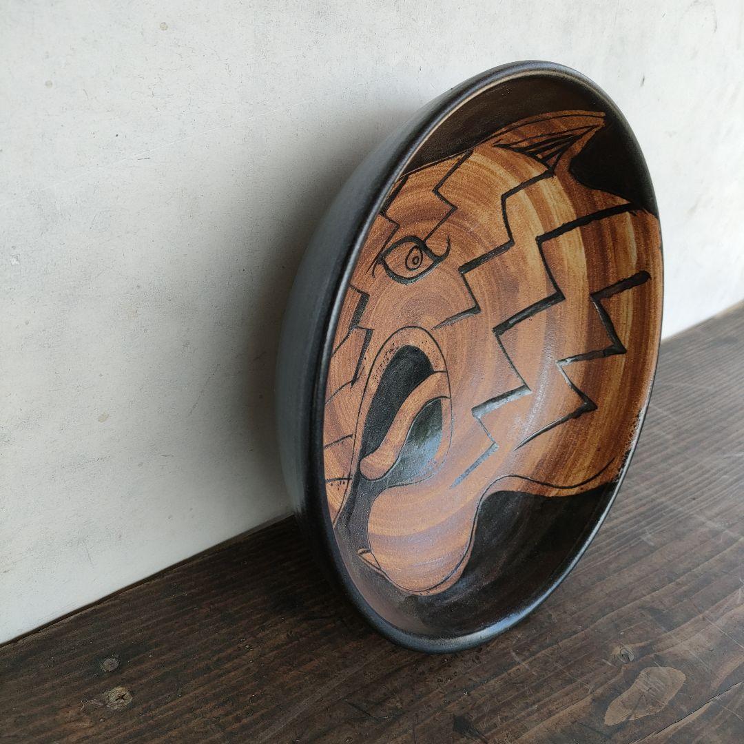 【希少】工房十鶴 24cm 8寸鉢 高さ8cm 重さ1kg 柄溝耕介やちむん沖縄