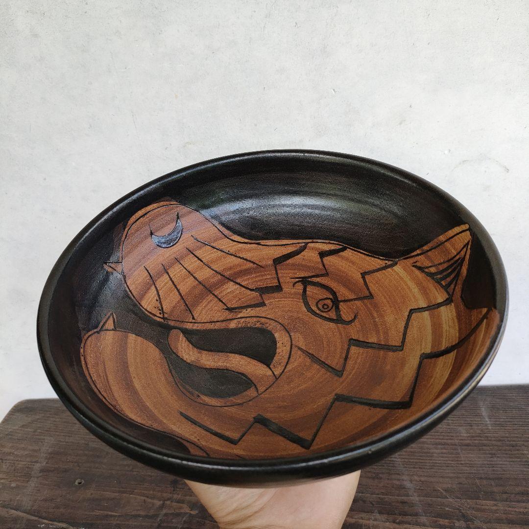 【希少】工房十鶴 24cm 8寸鉢 高さ8cm 重さ1kg 柄溝耕介やちむん沖縄