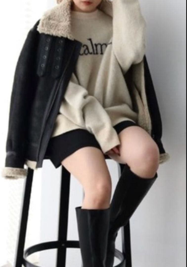 【未使用品】ungrid フェイクムートン ボアブルゾン