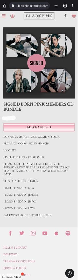 BLACKPINK BORN PINK Jisooジス 直筆サイン入りCD