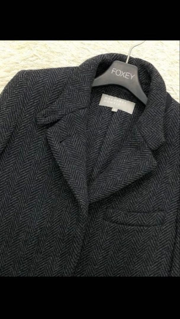 美品 マーガレットハウエル チェスターコート ヘリンボーン チェック 2 比翼