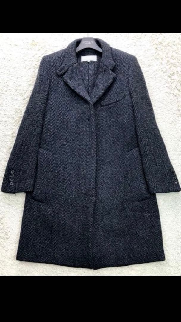 美品 マーガレットハウエル チェスターコート ヘリンボーン チェック 2 比翼