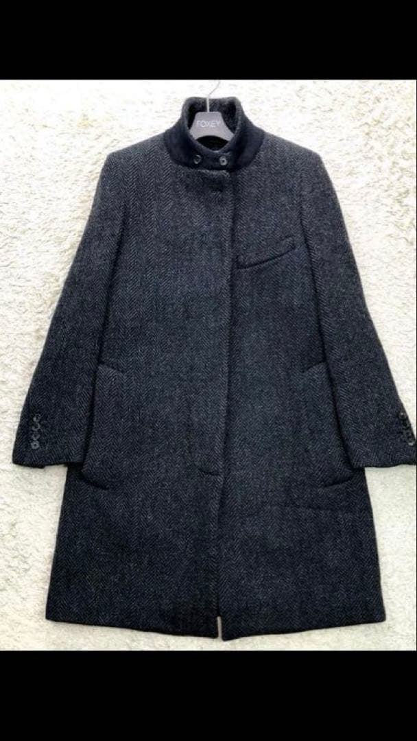 美品 マーガレットハウエル チェスターコート ヘリンボーン チェック 2 比翼