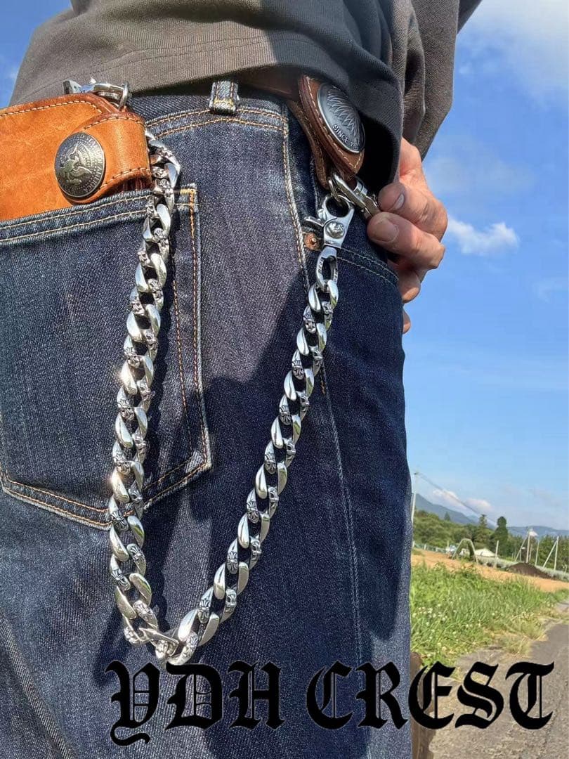 バイカー必須　ウォレット用プレーン　シルバーチェーン　QBKL0015