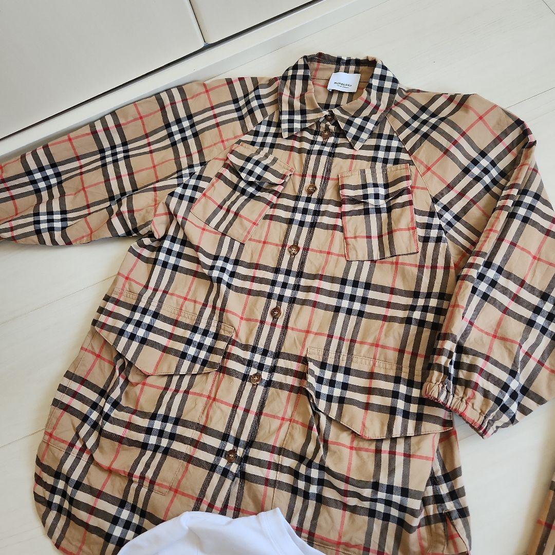 人気　BURBERRY　チェック ワンピース シャツ Tシャツ キャップ セット